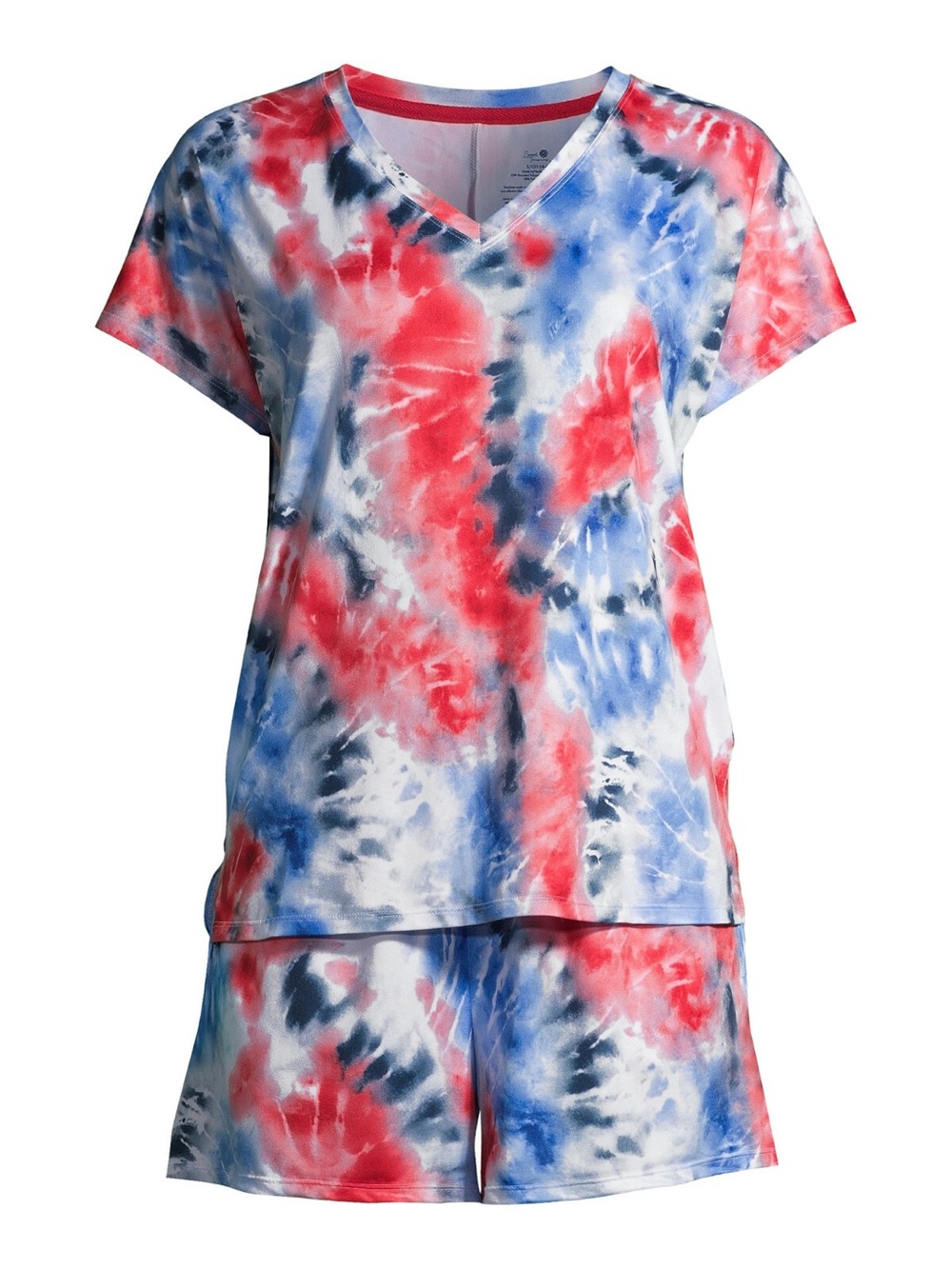 Secret Treasures Red, Blue, White Tie-Dye Short Pajama Set